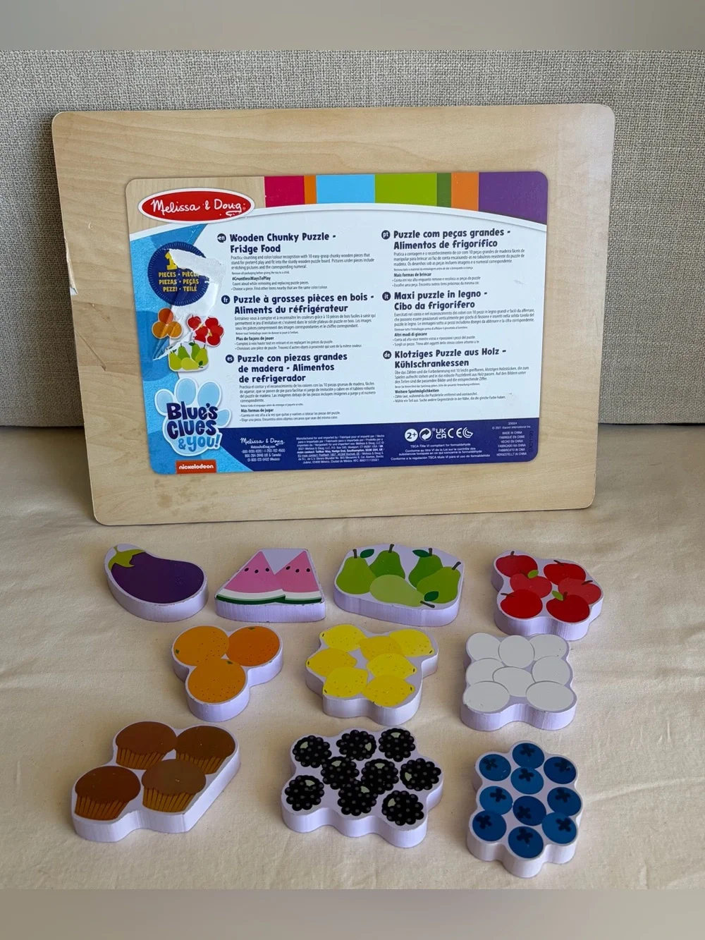 Melissa & Doug Blues Clues and You! Wooden Chunky Puzzle Fridge Food